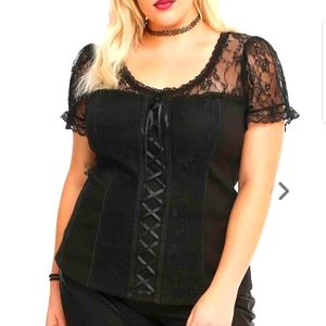 TORRID TRIPP BLACK LACE CORSET TOP VINTAGE UNIQUE. SZ 3